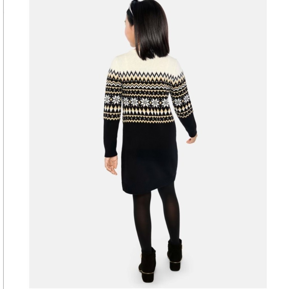 The Children's Place Girls Snowflake Fairisle Sweater Dress Black Size M 7/8 NEW - Picture 3 of 7